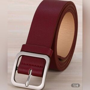 Women's Burgundy/Wine Colored Faux Leather Belt